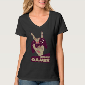 T-shirt zombie gamer hand of grab with controller gaming c