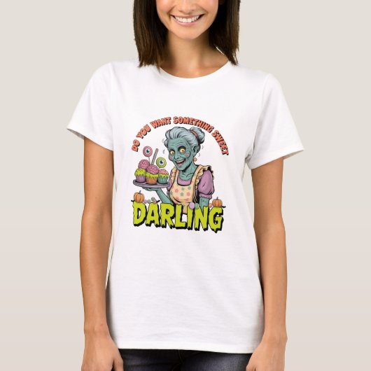 T-shirt Zombie Grandma - Sweet Halloween Darling (Devant)