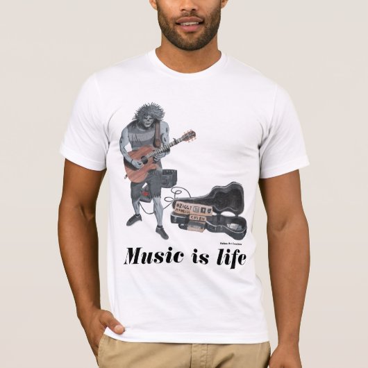 T-shirt Zombie Guitar Rock Musicien Imaginaire (Devant)