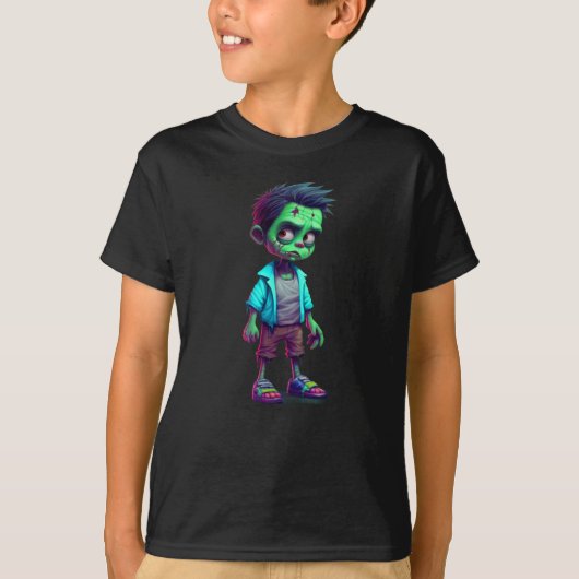 T-shirt Zombie Halloween Garçons Enfants Drôle (Devant)