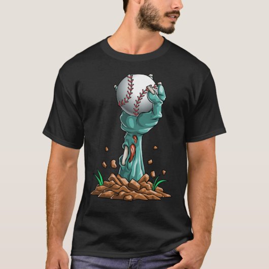 T-shirt Zombie Hands Baseball Funny Halloween Horror Scary (Devant)
