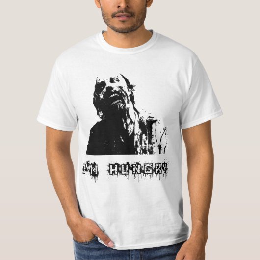 T-shirt Zombie, Marcher la mort, j'ai faim (Devant)