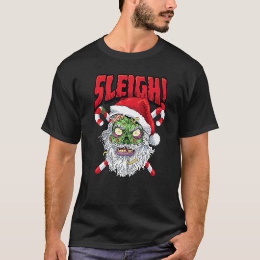 T-shirt Zombie Père Noël Sleigh Christmas Hail Santa Claus (Devant)