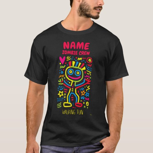 T-shirt Zombie personnalisable Neon Pop Art | Halloween dr (Devant)