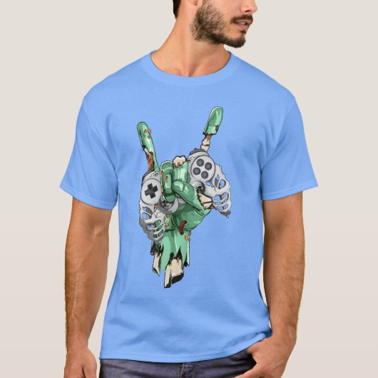 T-shirt Zombie Rock Hand Holding Skeleton GamingController (Devant)
