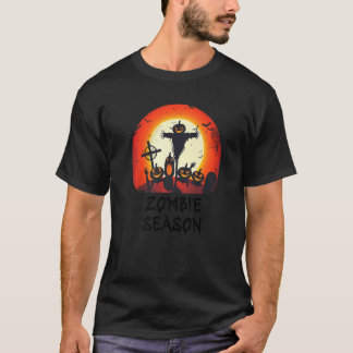 T-shirt Zombie Season Moonlit Scary Graveyard  Kids Boys A