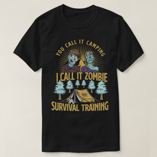 T-shirt Zombie Survival Training Camping Funny Halloween (Design devant)