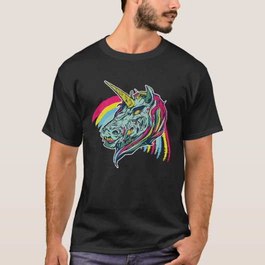 T-shirt Zombie Unicorn Tête Mythique Créature Pegasus Unic (Devant)