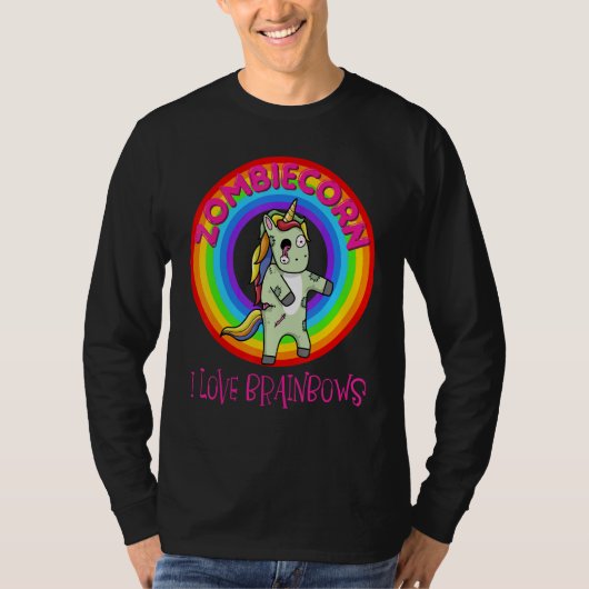 T-shirt Zombie Unicorn Zombiecorn Halloween Rainbow (Devant)