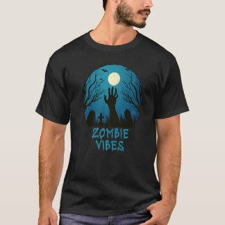 T-shirt Zombie Vibes Lune Graveyard Effrayant Enfants Pub