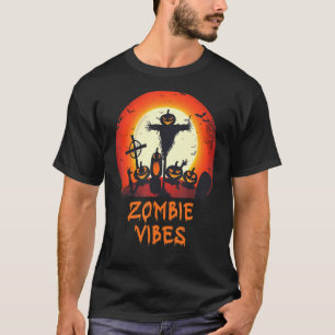 T-shirt Zombie Vibes Lune Graveyard Effrayant Enfants Pub