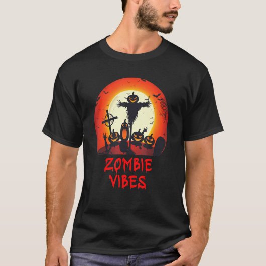 T-shirt Zombie Vibes Lune Graveyard Scary Enfants A (Devant)