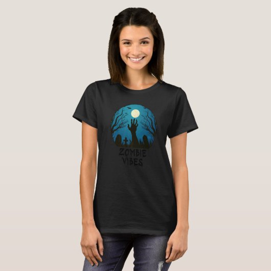 T-shirt Zombie Vibes Moonlit Graveyard Scary Kids Boys Ad (Devant entier)