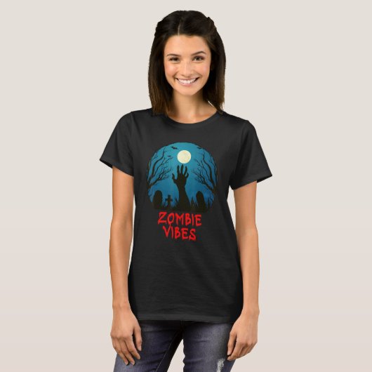 T-shirt Zombie Vibes Moonlit Graveyard Scary Kids Boys Ad (Devant entier)