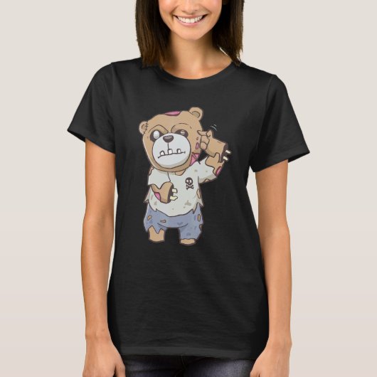 T-shirt Zombiecore Aesthetic Zombie Bear Pastel Goth Creep (Devant)