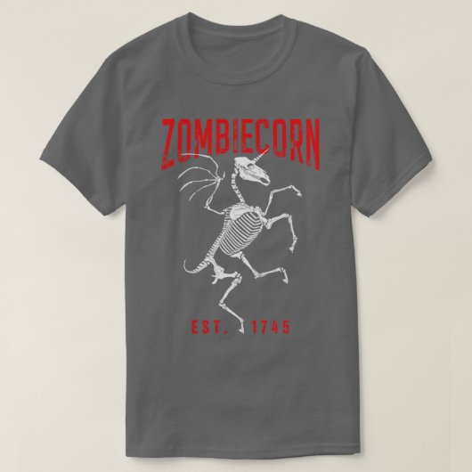 T-shirt Zombiecorn Goth Halloween Zombie Unicorn Squelette (Design devant)