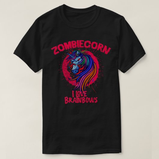 T-shirt Zombiecorne J'aime Brainbows Halloween Zombie Unic (Design devant)