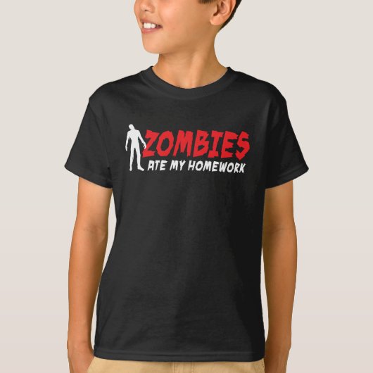 T-shirt Zombies ate my homework (Devant)
