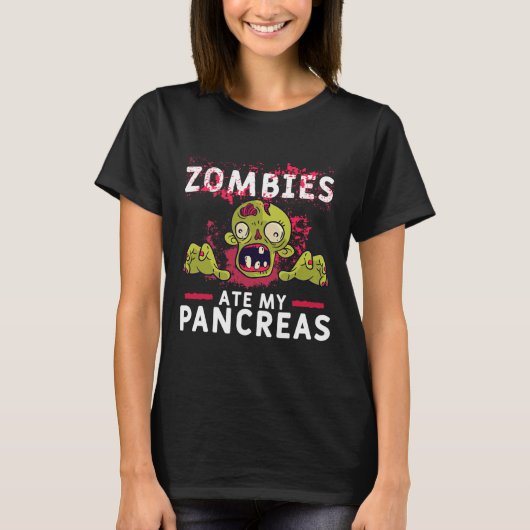 T-shirt Zombies Ate My Pancreas Fun Pancrease Diabète Rec (Devant)