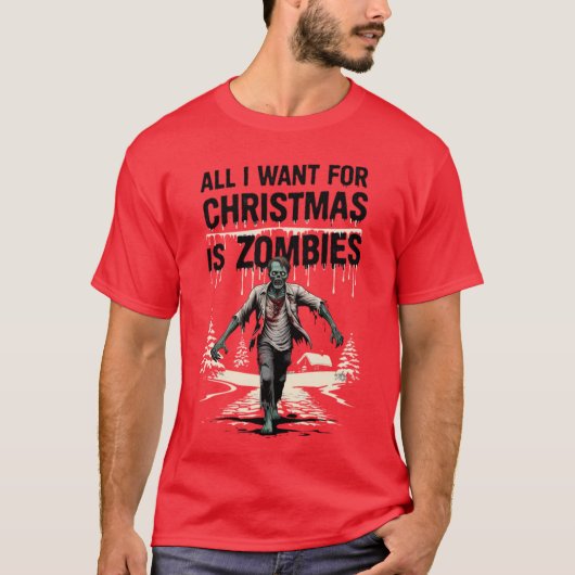 T-shirt Zombies de Noël drôles pour Noël (Devant)