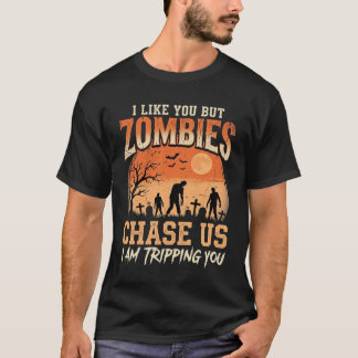 T-shirt Zombies Drôles de Halloween Nous Pourchassent Desi