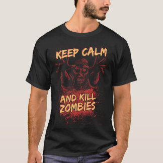 T-shirt Zombies Halloween Keep Calm  For Men Women & Kids