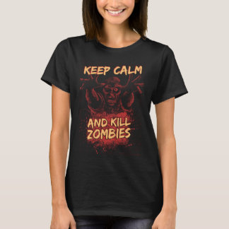 T-shirt Zombies Halloween Keep Calm  For Men Women & Kids