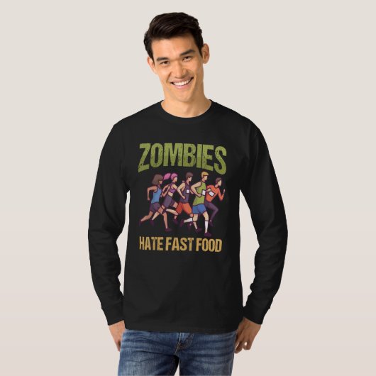 T-shirt Zombies hate Fast Food  Marathon Running (Devant entier)