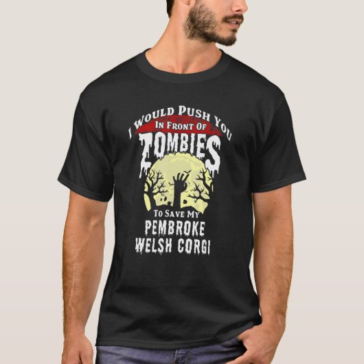 T-shirt Zombies Pembroke Welsh Corgi Halloween Éffrayant (Devant)