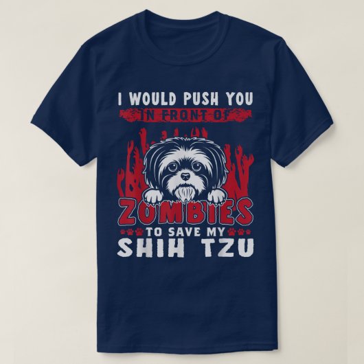 T-shirt Zombies Pour Sauver Mon Chien Shih Tzu Drôle Hallo (Design devant)