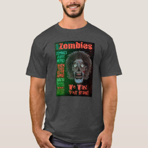 T-shirt ZOMBIES Sans Mort Nous Voulons Vos Cerveaux Orange