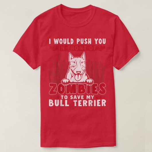 T-shirt Zombies Sauver Mon Bull Terrier Drôle Halloween Do (Design devant)