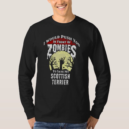 T-shirt Zombies Scottish Terrier Halloween Éffrayant (Devant)