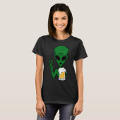 T-shirt Zone-51 Alien Beer Peace Sign Lazy Drinking Hallow (Devant entier)