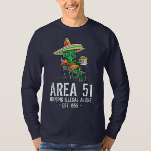 T-shirt Zone 51 Gag Cadeau OVNI Drunk Alien illégal