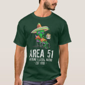 T-shirt Zone 51 Gag Cadeau OVNI Drunk Alien illégal (Devant)