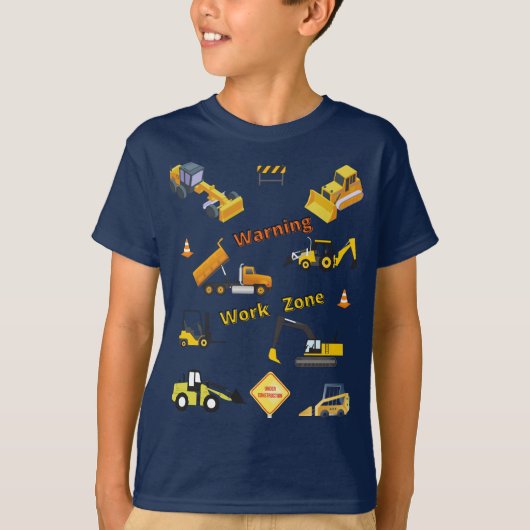 T-shirt Zone de travail d'avertissement de construction (Devant)