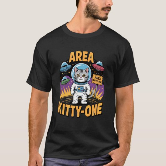 T-shirt Zone Kitty-One Alien Drôle Humour Chat (Devant)
