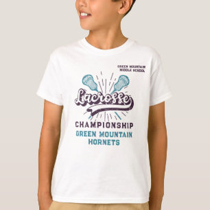 T-shirt Zone personnalisée Lacrosse Team Club Nom Numéro d