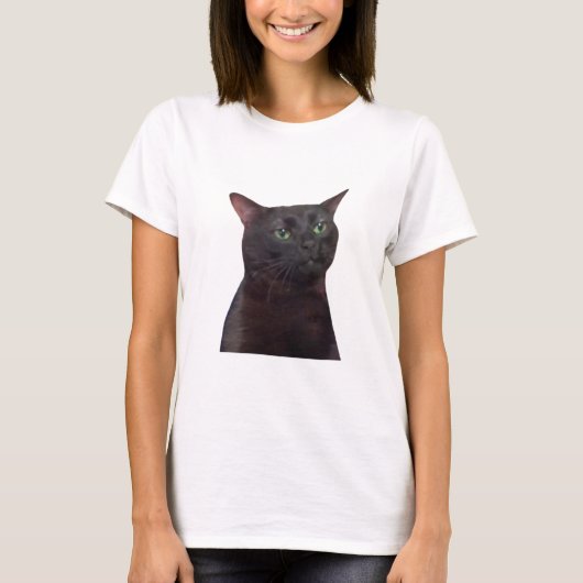 T-shirt Zoned Out Chat, Black Cat Zoned Out Mème (Devant)