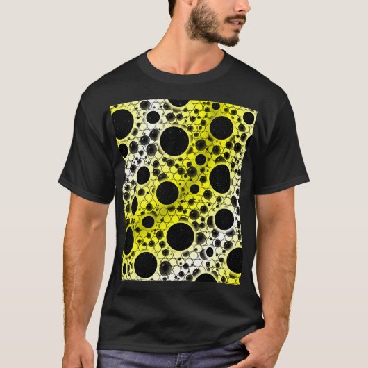 T-shirt Zones de bulles spatiales - Blanc/Jaune (Devant)