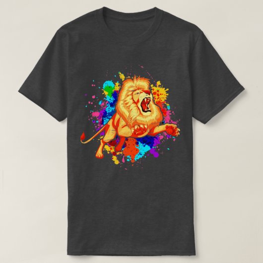 T-shirt Zoo africain animal coloré Lion (Design devant)