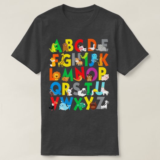 T-shirt Zoo Animal Alphabet Chemise ABC Apprendre pour les (Design devant)