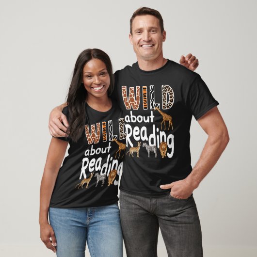 T-shirt Zoo Animals Wild About Reading Books Reader Lover (Unisexe)