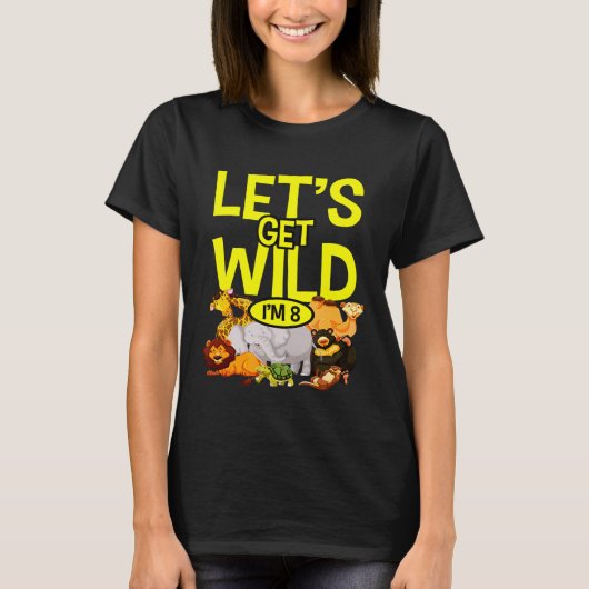 T-shirt Zoo d'anniversaire Animaux Safari 8 ans Wild Jungl (Devant)