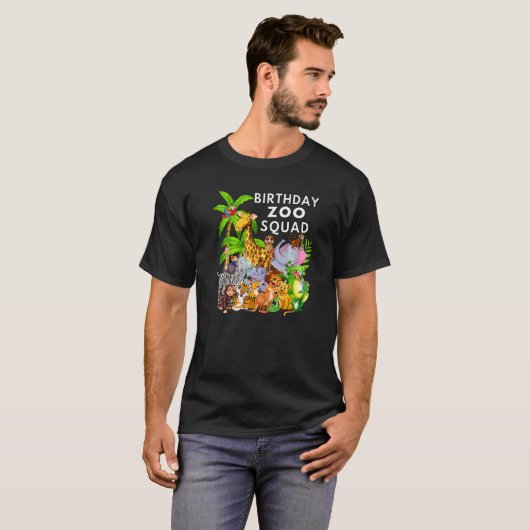 T-shirt Zoo d'Anniversaire Squad Zoo Animaux Safari Faune (Devant entier)