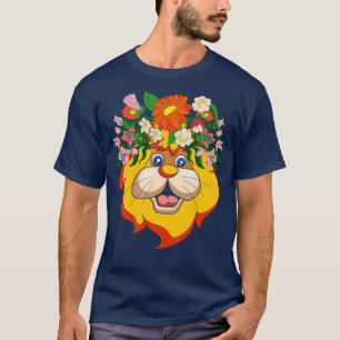 T-shirt Zoo Fleurs d'animaux africains Lion
