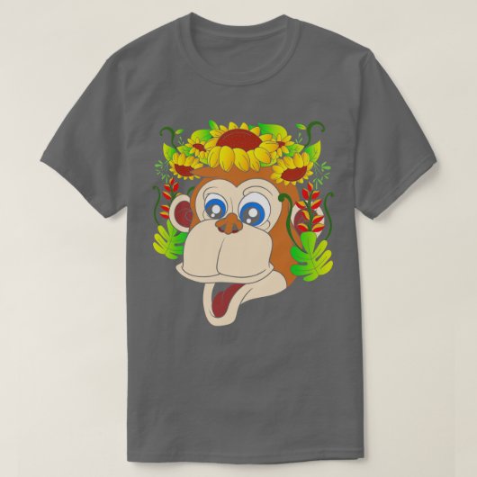 T-shirt Zoo Fleurs d'animaux singe (Design devant)