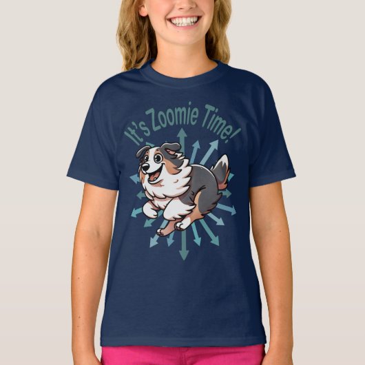 T-shirt Zoomie Time Australian Shepherd (Devant)
