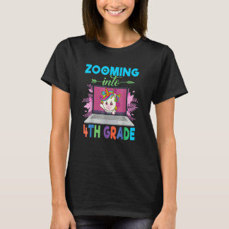 T-shirt Zooming Into 4th Grade  Unicorn Virtual Back To Sc